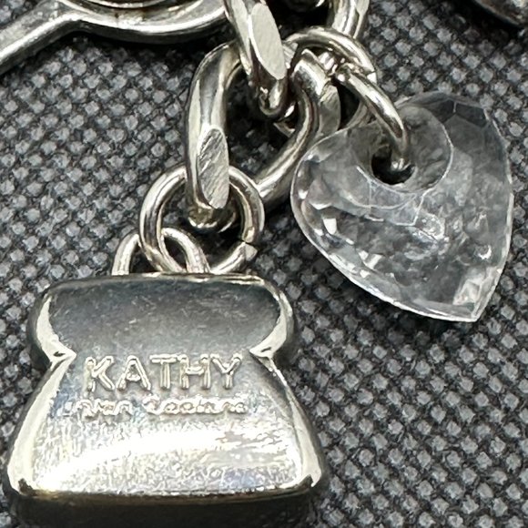 Kathy Van Zeeland Signature Bag/Heart/Keys Bag Charm Key Chain Silver Toned - Picture 6 of 14
